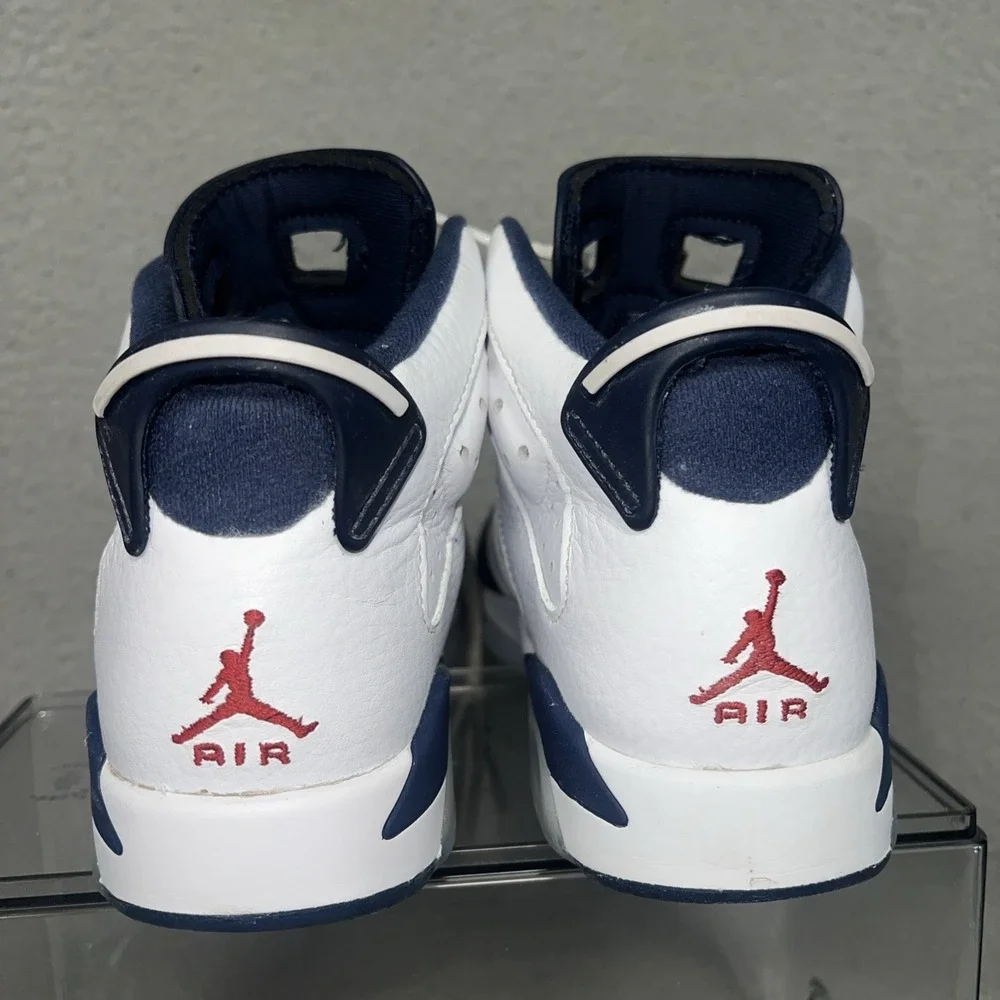 Nike Air Jordan 6 Retro Olympic Sneakers Youth 4.5Y Blue White Shoes 384665-164